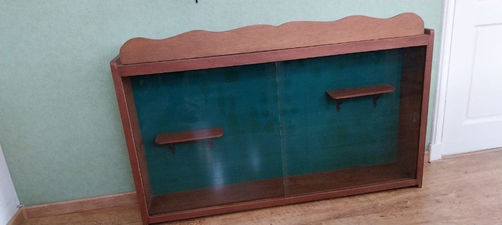 Vitrinekast, Huis en Inrichting, Kasten | Vitrinekasten, Met plank(en), Gebruikt, 100 tot 150 cm, Teakhout