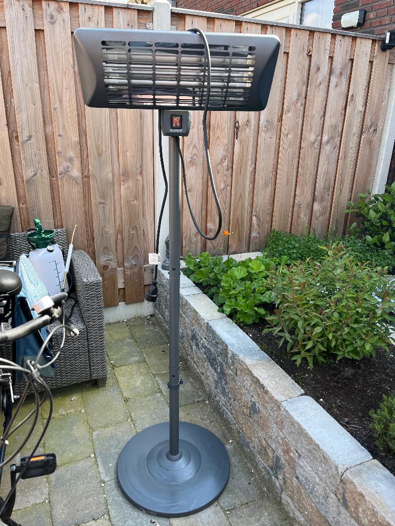 Eurom Terrasverwarmer Q-Time 2000S - Staand - 2000W - Zilver, Draaibaar, Vloer, Nieuw, Ophalen