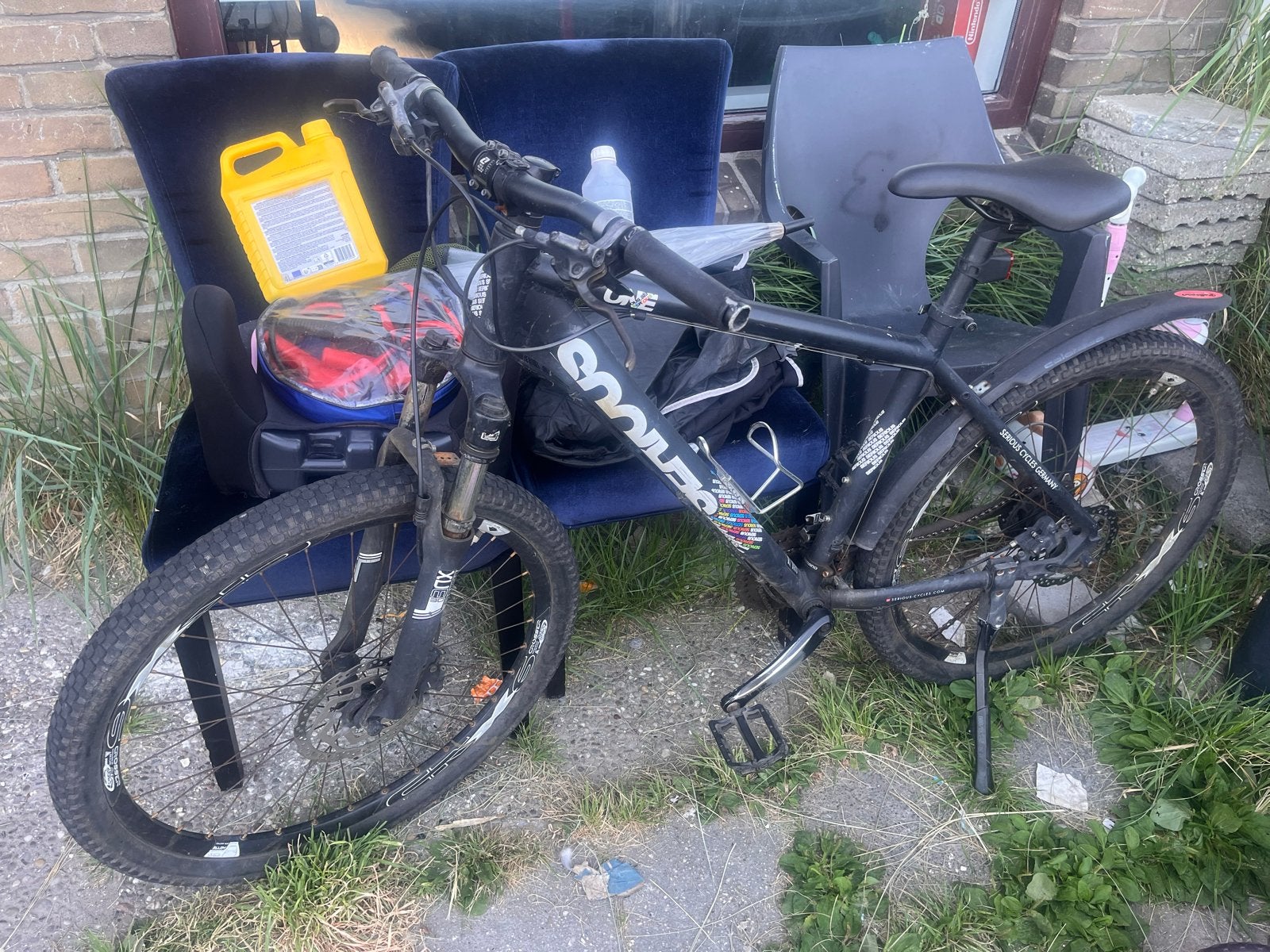 Zwarte mountainbike met schijfremmen, Gebruikt, Hardtail, Heren, 45 tot 49 cm