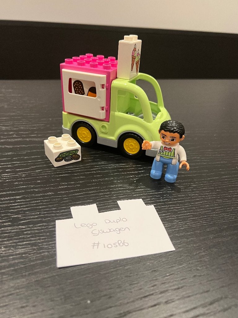 ZGAN groen Lego Duplo IJsco bus auto Icecream van 10586 set, Ophalen of Verzenden, Zo goed als nieuw, Duplo, Complete set