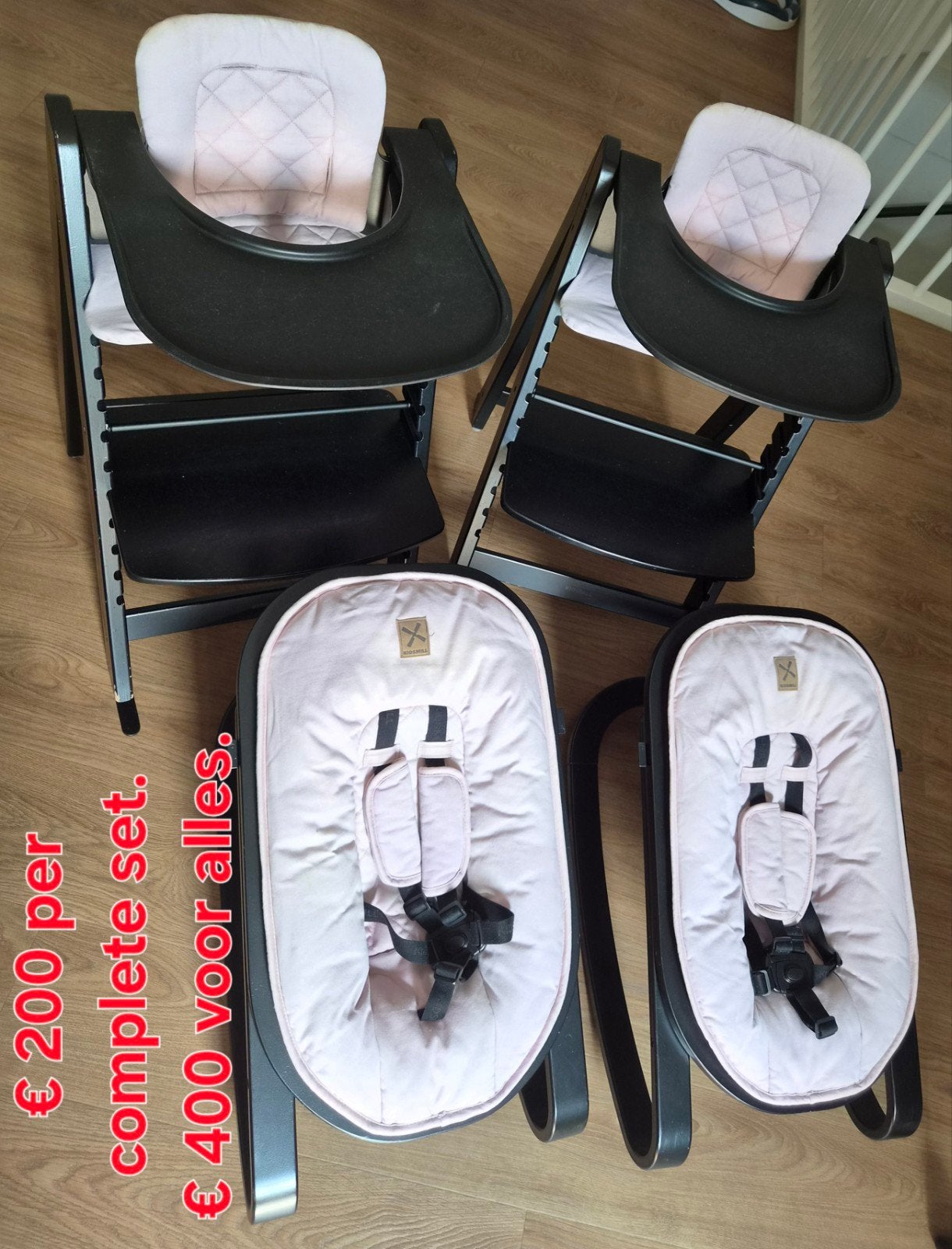 Kidsmill Meegroeistoel compleet incl. wipper (2 stuks), Ophalen, Gebruikt, Meegroeistoel
