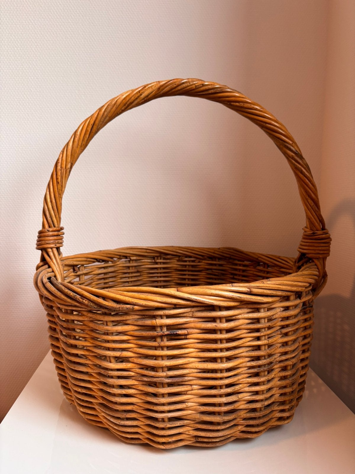 Grote rieten boodschappen mand. Ø 45 cm., Ophalen, Zo goed als nieuw, Rond, Riet