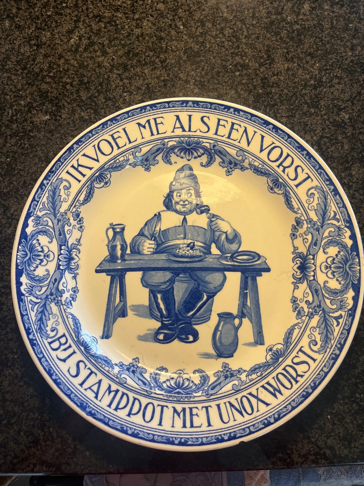 Delfts Blauw Unox Stamppot Bord - Wanddecoratie, Antiek en Kunst, Antiek | Wandborden en Tegels, Ophalen of Verzenden