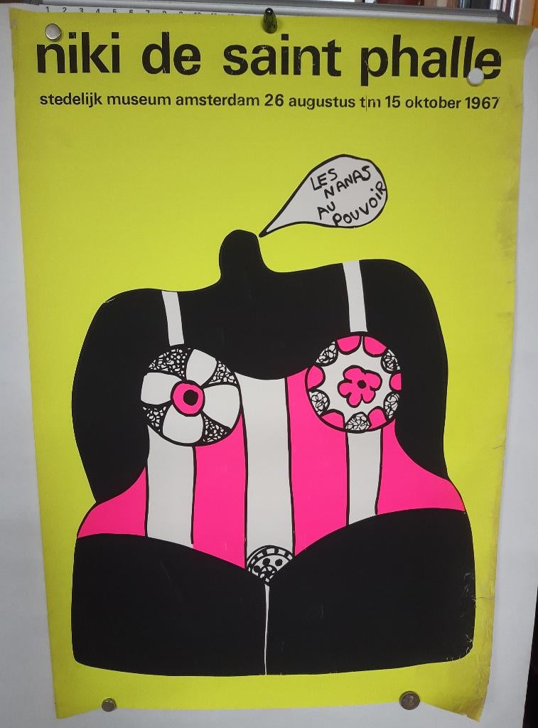 Originele poster Wim Crouwel Niki de Saint Phalle, Verzenden, A1 t/m A3, Film en Tv, Rechthoekig Staand