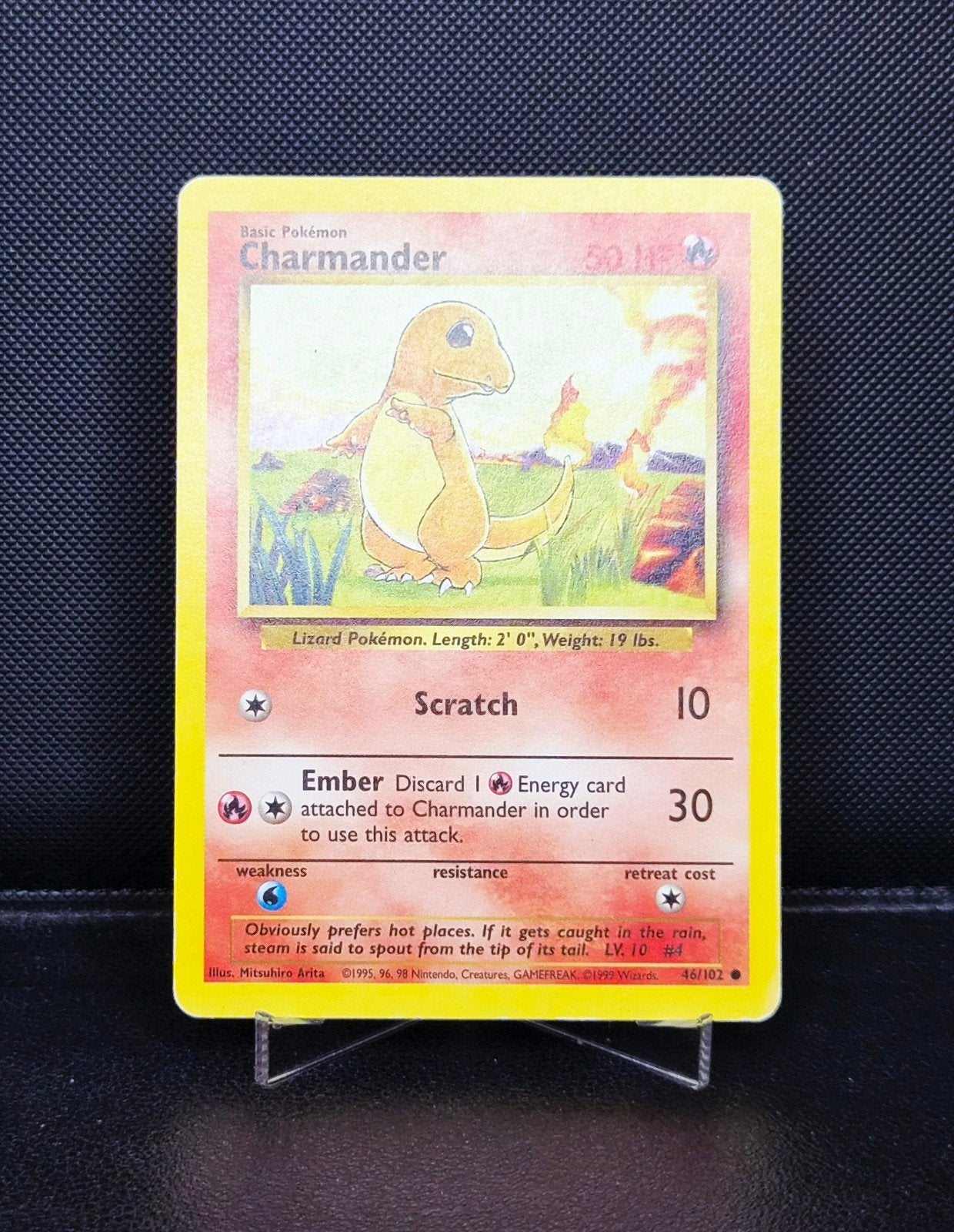Charmander 46/102 Base set Engels 1999, Hobby en Vrije tijd, Verzamelkaartspellen | Pokémon, Ophalen of Verzenden