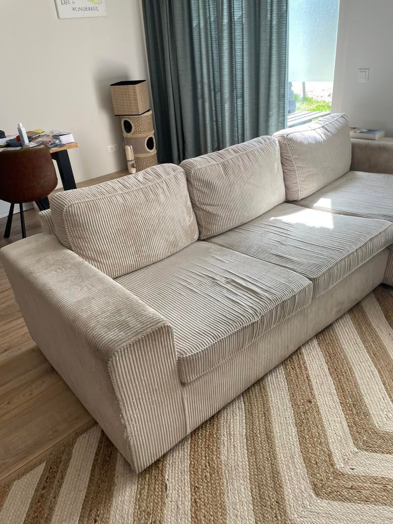 GRATIS af te halen, leuke hoekbank, Gebruikt, Hoekbank, Ophalen of Verzenden, Minder dan 150 cm
