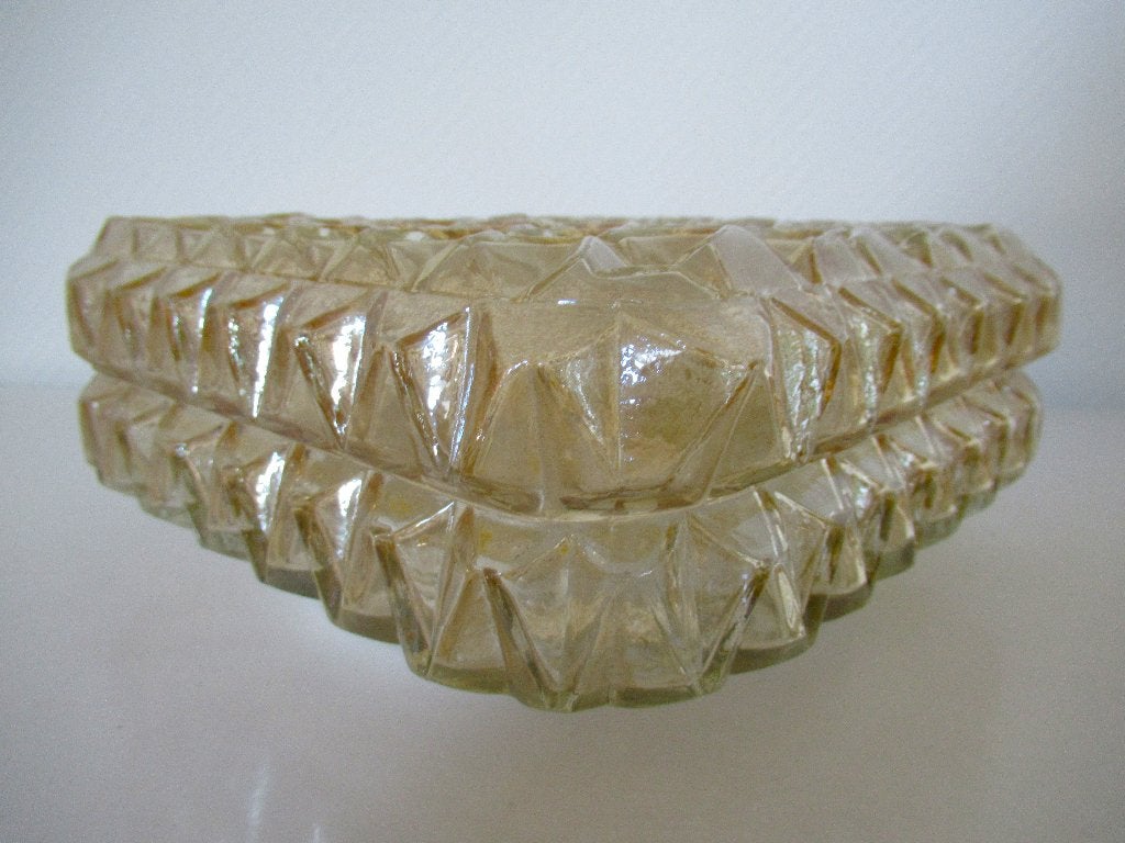 vintage amberkleurige glazen plafonniere glashütte, Ophalen, Glas, Vintage design