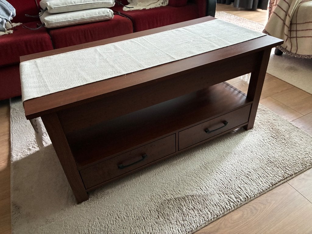 Salontafel met liftblad en opbergruimte, Ophalen, 50 – 75, 50 tot 100 cm, Zo goed als nieuw