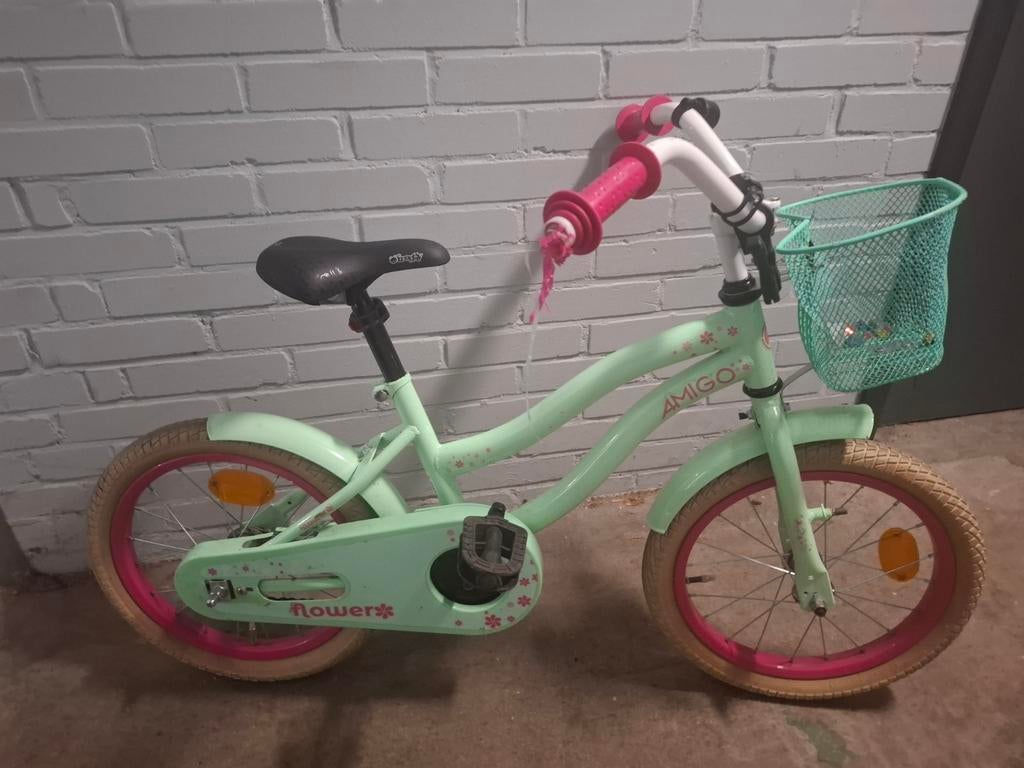 Meisjesfiets 16 inch - Amigo Flower, Ophalen, Gebruikt, Handrem, 16 inch