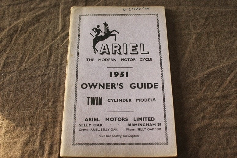 Ariel 1951 500cc KH KG twins motorcycle owner's guide, Motoren, Handleidingen en Instructieboekjes, Ophalen of Verzenden, Overige merken