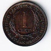 1  cent  1964  East Carribian Territoris. km. 2 ( 0,50 ), Ophalen of Verzenden, Noord-Amerika, Losse munt
