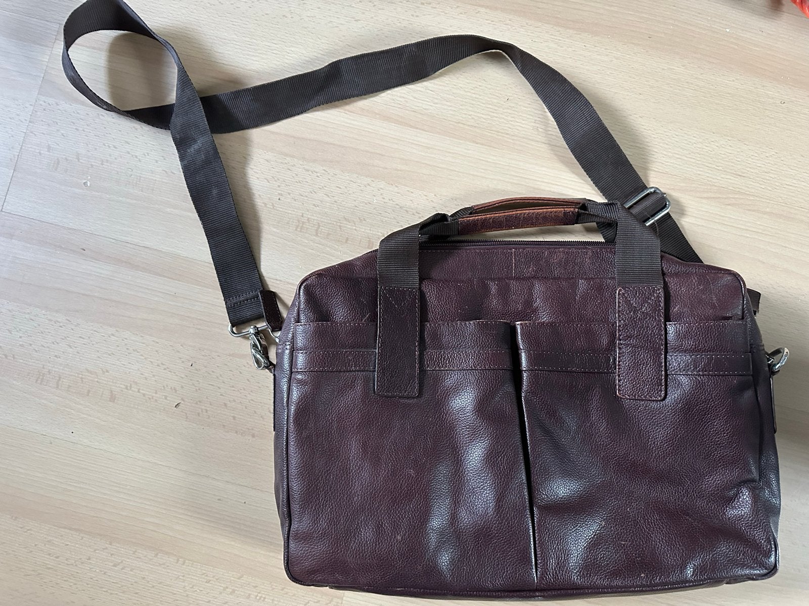 Leren schoudertas/laptoptas - Bruin, Overige merken, Gebruikt, Bruin, Ophalen of Verzenden