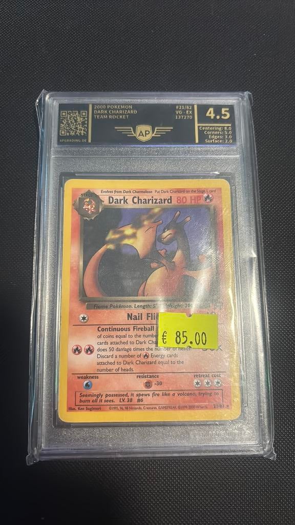 Dark charizard ap grading 4.5, Hobby en Vrije tijd, Verzamelkaartspellen | Pokémon, Ophalen, Zo goed als nieuw