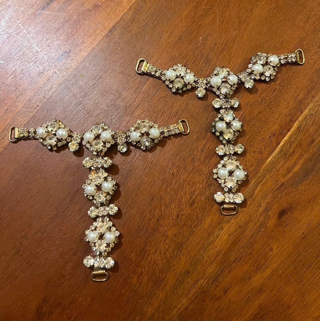 Vintage parels strass voetsieraad handsieraad bruidssieraad, Ophalen of Verzenden, Overige materialen, Ketting