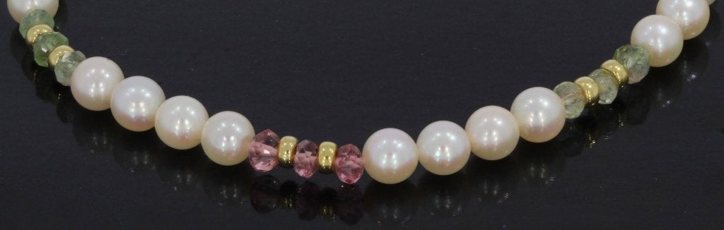 Toermalijn parel edelsteen 14k slot goud armband dame bollen, Met bedels of kralen, Voordeelsieraden, Ophalen of Verzenden, Zo goed als nieuw