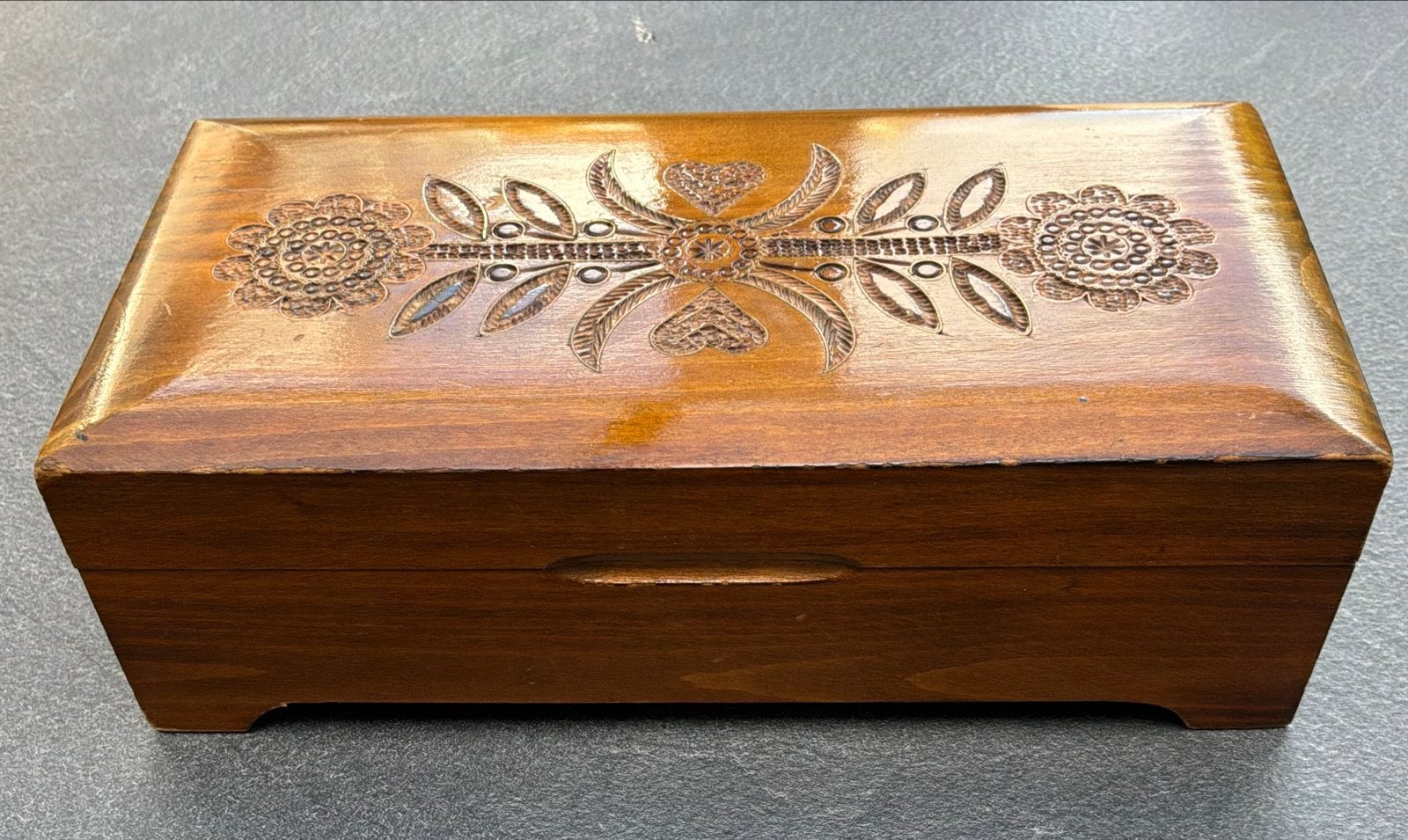 Vintage houten muziekdoos/opbergdoos, jaren '70, Ophalen of Verzenden