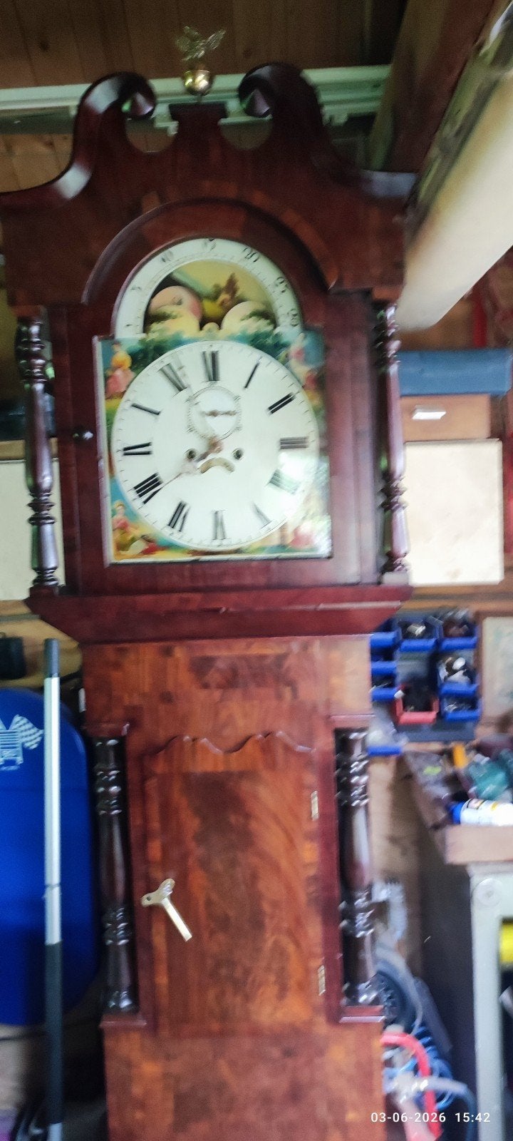 Staand horloge mahonie grote uitvoering, Antiek en Kunst, Verzenden