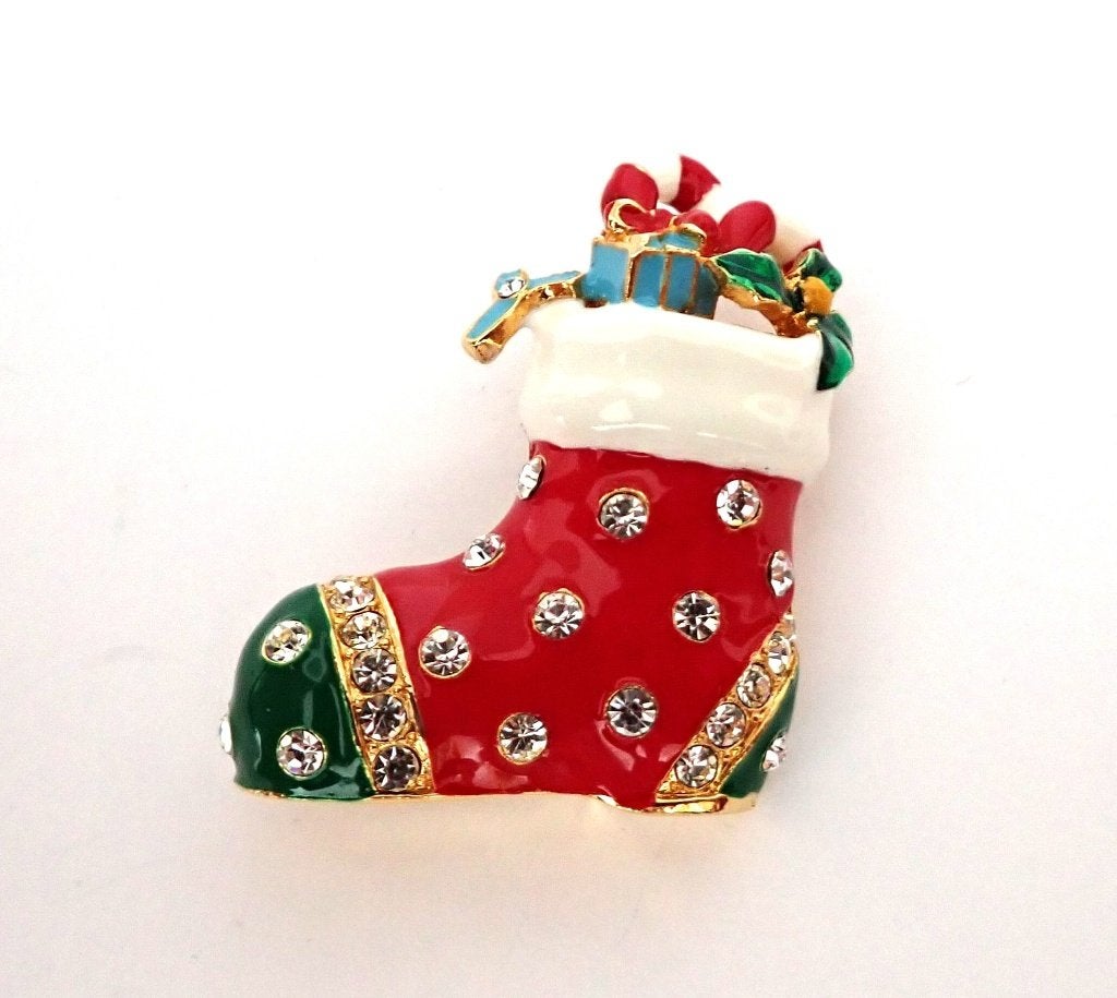 Leuke kerstbroche, Verzenden, Zo goed als nieuw, Overige materialen, Met strass