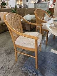 Gezocht: retro vintage eetkamerstoelen fauteuils met webbing, Ophalen, Gebruikt, Bruin, Eén