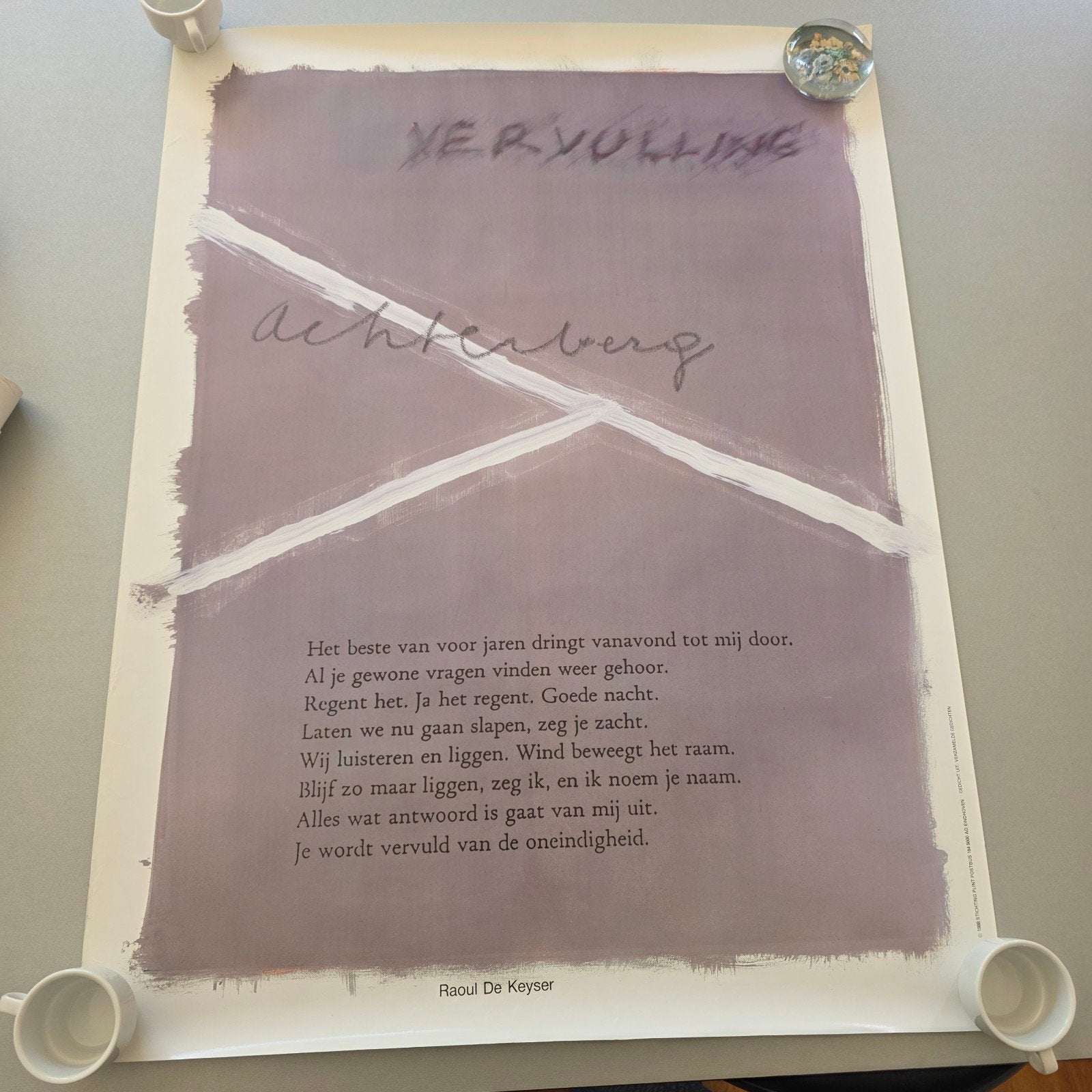 Plint Vintage Raoul De Keyser - Vervulling (1988) - Originel, Ophalen of Verzenden, Print, Print/reproductie, Origineel
