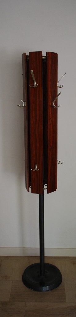 Vintage staande kapstok met palissander en aluminium haken, Huis en Inrichting, Ophalen, Gebruikt, Onbekend@voorbeeld.com, Onbekend
