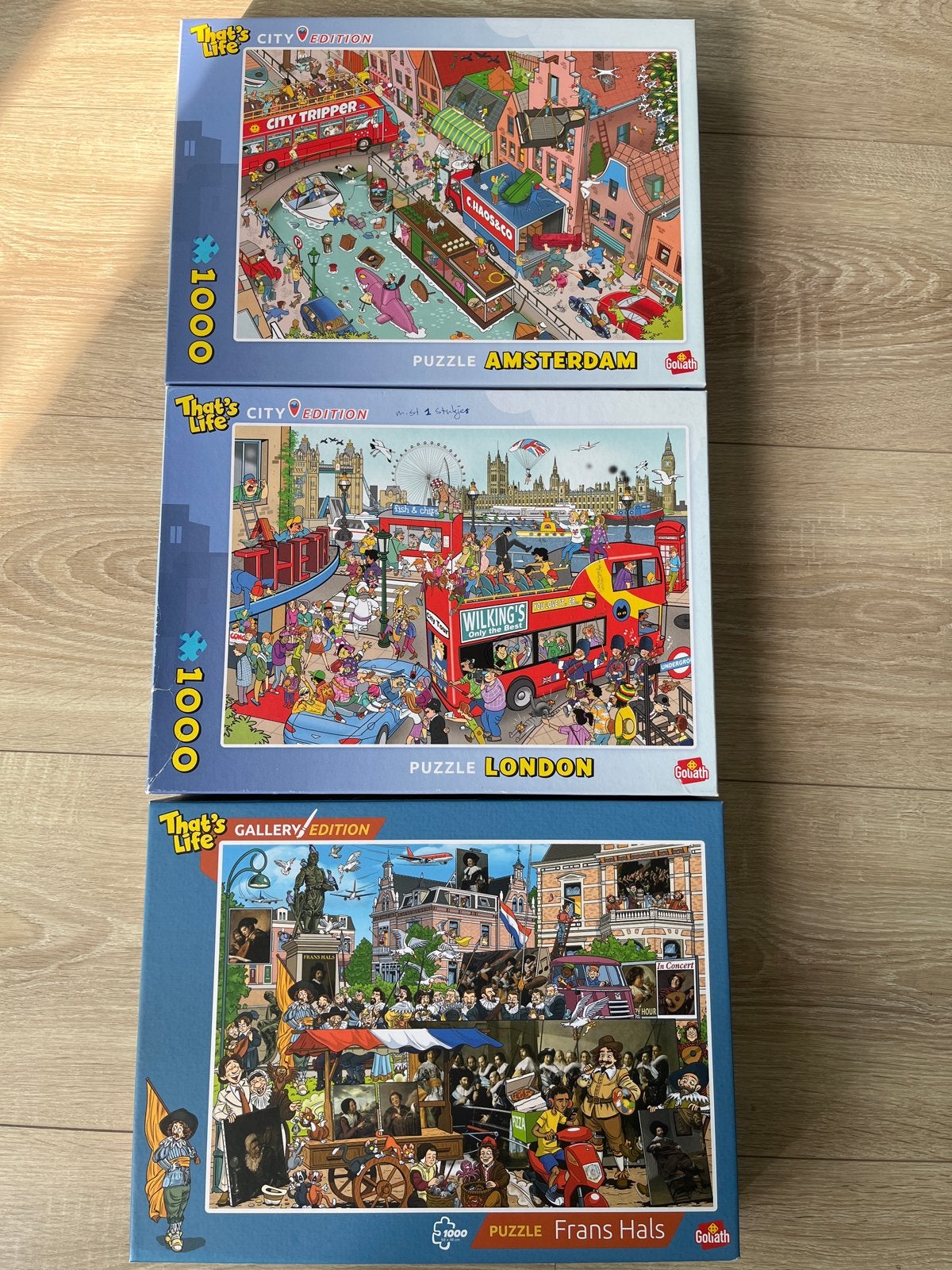 3x That's Life Puzzels: Amsterdam, London, Frans Hals (1000, Ophalen, 500 t/m 1500 stukjes, Gebruikt, Legpuzzel