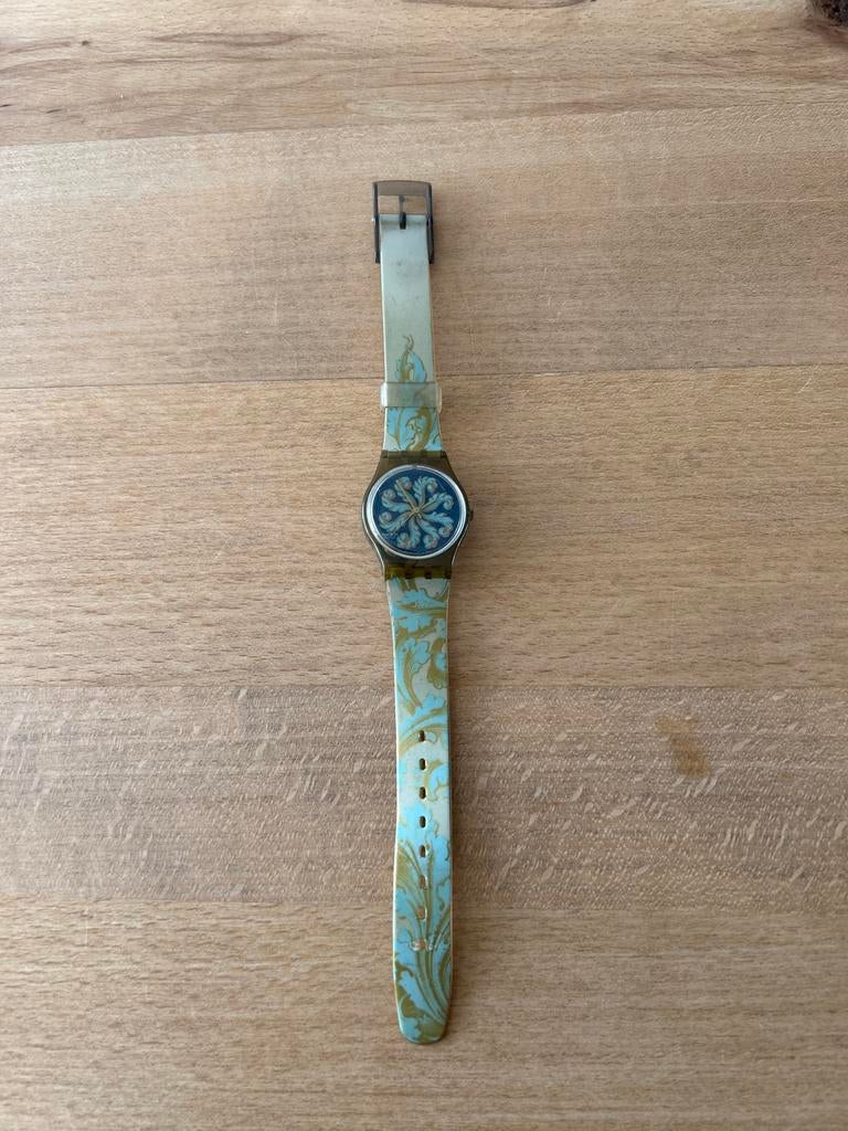 Vintage Swatch Polshorloge met Bloemenpatroon, Kunststof, Gebruikt, Polshorloge, Swatch