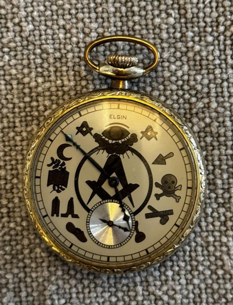 Vrijmetselaar Elgin Zakhorloge ca. 1912, Gold Filled, Ophalen of Verzenden, Overige merken