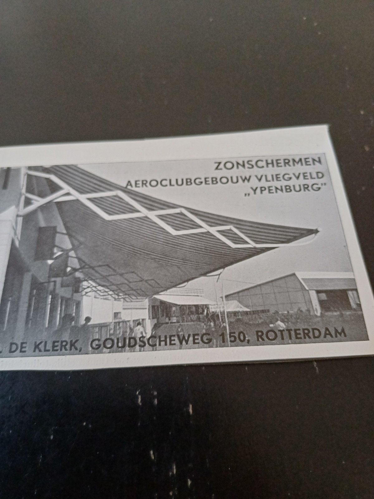 advertentie de Klerk zonneschermen vliegveld Ypenburg 1938, Ophalen of Verzenden, Zo goed als nieuw, Overige typen