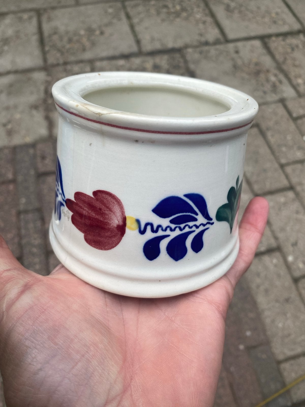 Vintage Boch Frères Keramis bloempotje, handgeschilderd, Ophalen of Verzenden