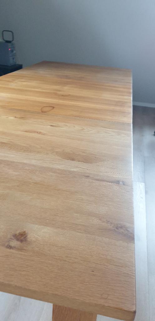 moderne uitschuifbare eiken eettafel – massief & karaktervol, Huis en Inrichting, Tafels | Eettafels, Ophalen, Gebruikt, Eikenhout