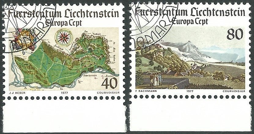 LIECHTENSTEIN 1977 EUROPA-CEPT, Michel: 667-68, Gestempeld., Verzenden, Overige landen, Gestempeld