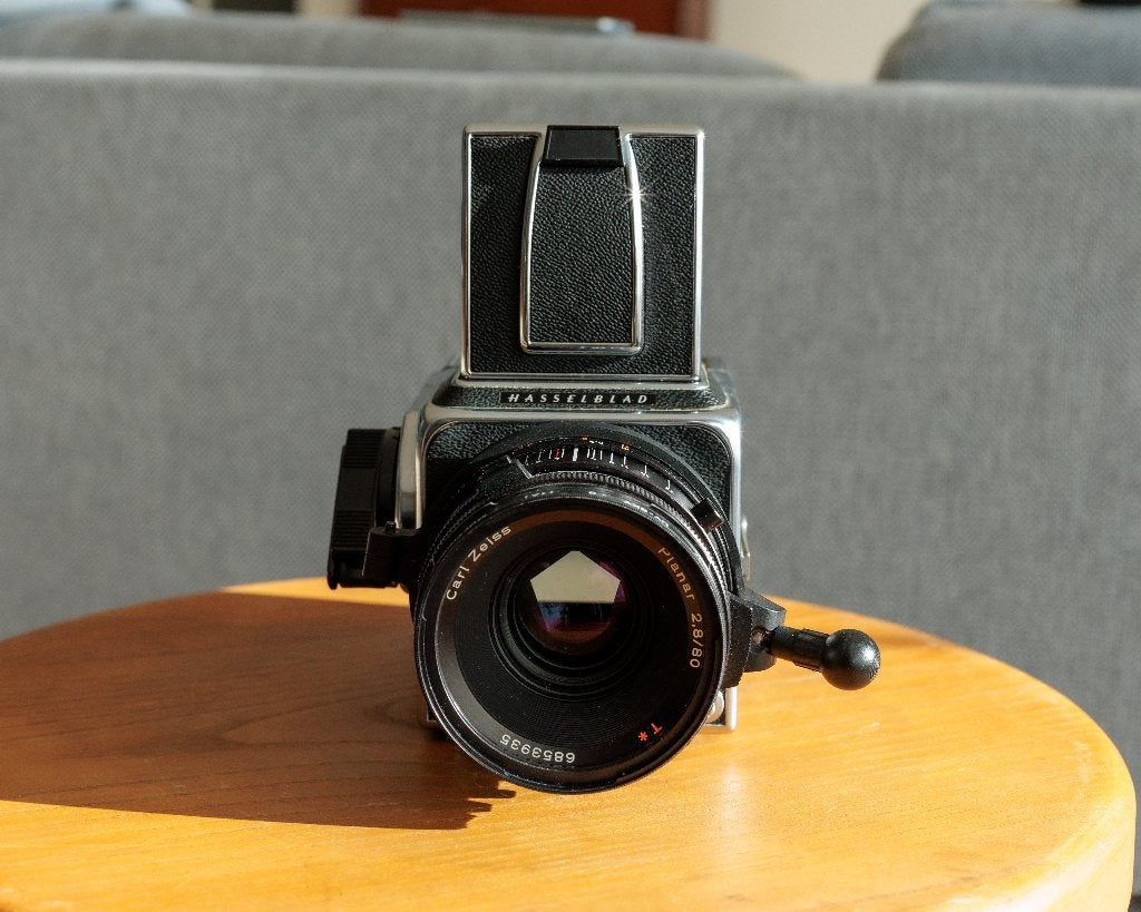 Hasselblad 500C/M + 80mm + 150mm CF + finders + backs, Ophalen of Verzenden, Gebruikt, Spiegelreflex, Overige Merken