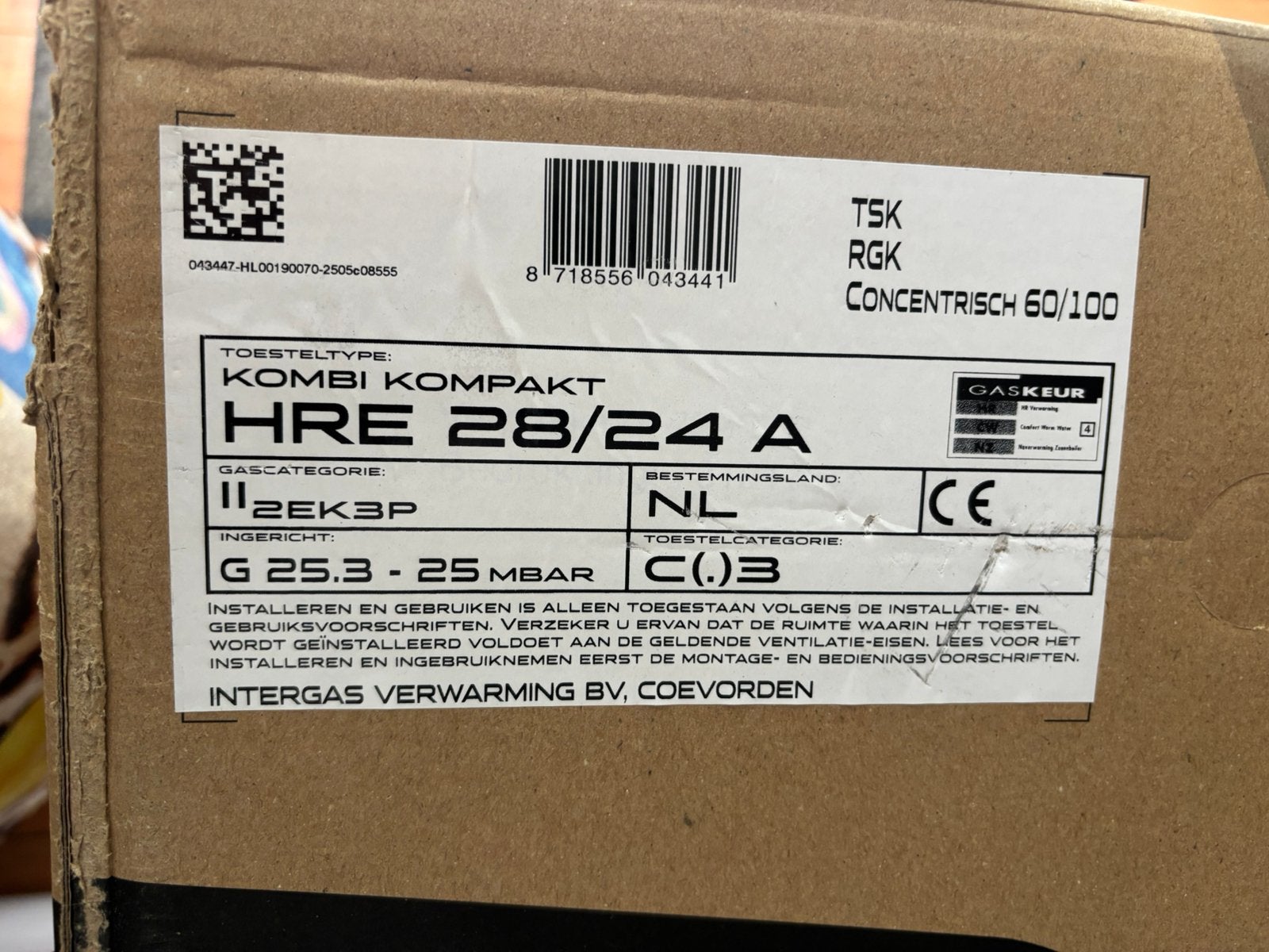 Intergas ketel HRE 28/24, Ophalen of Verzenden, Zo goed als nieuw