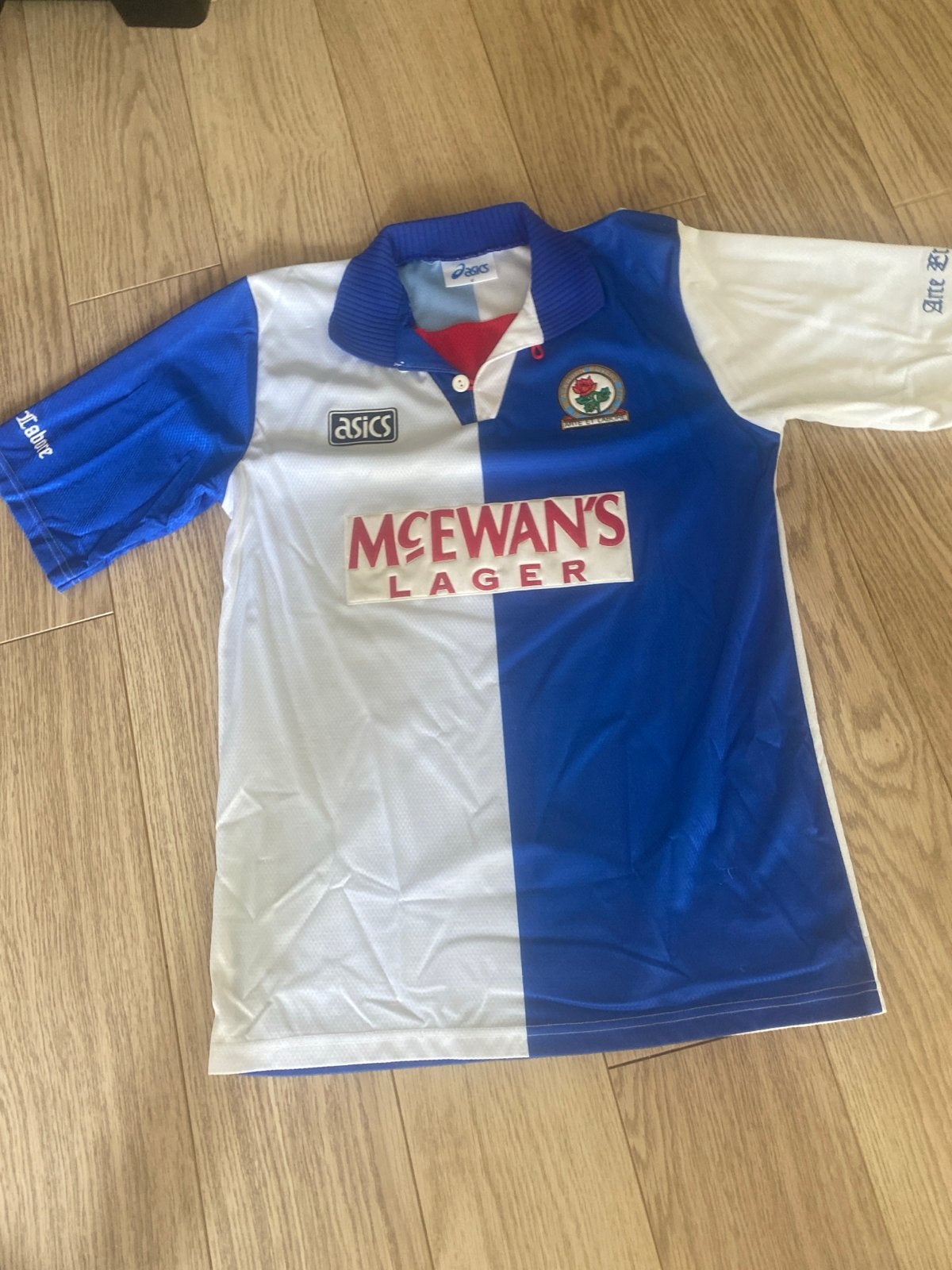Vintage Blackburn Rovers Kampioen  Voetbalshirt - Blauw/Wit, Sport en Fitness, Voetbal, Maat M, Ophalen of Verzenden, Gebruikt