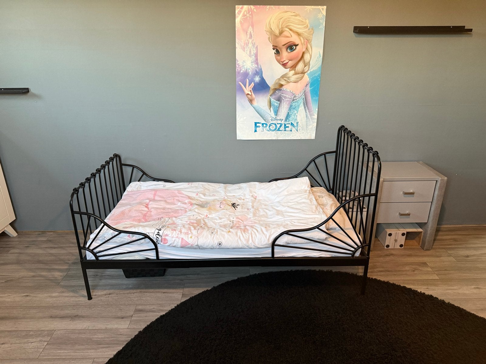 Ikea Minnen bed - zwart, Ophalen, 70 tot 85 cm, Zo goed als nieuw, Lattenbodem