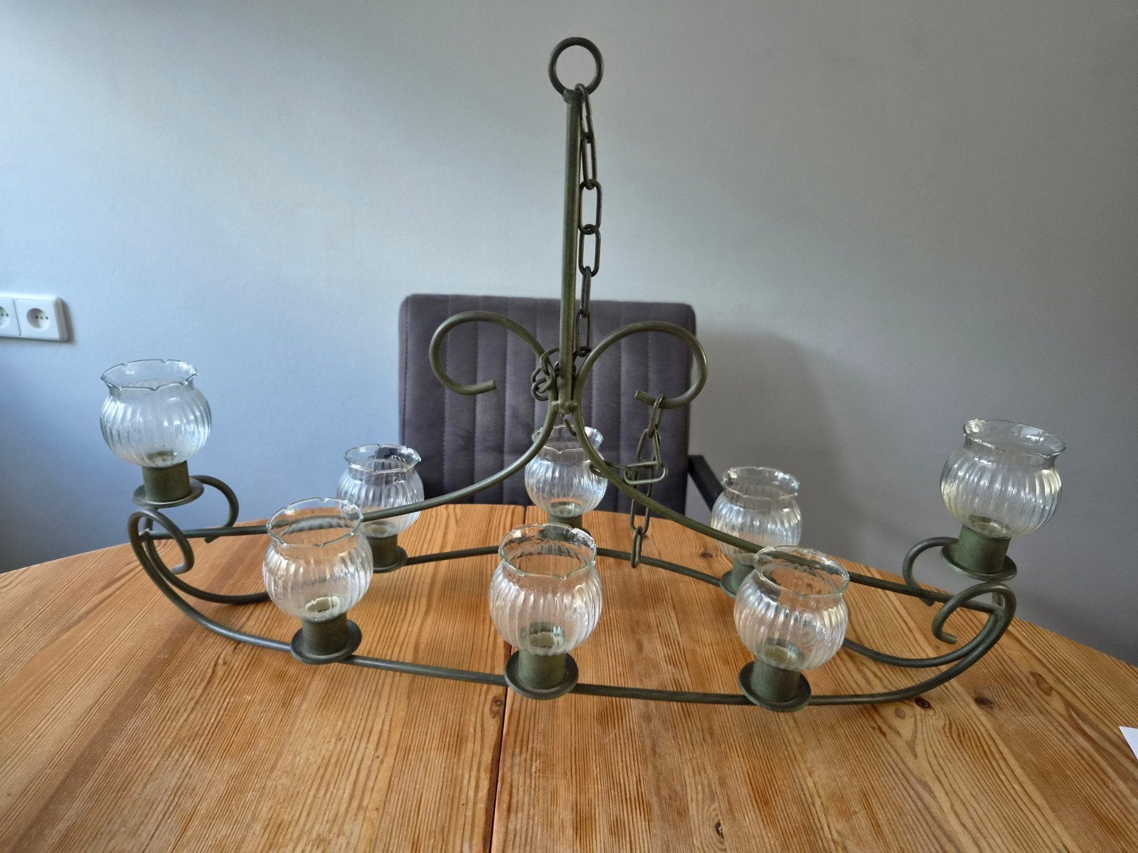 Vintage Scandinavische kroonluchter, Gebruikt, Overige fittingen, Ophalen of Verzenden, Glas
