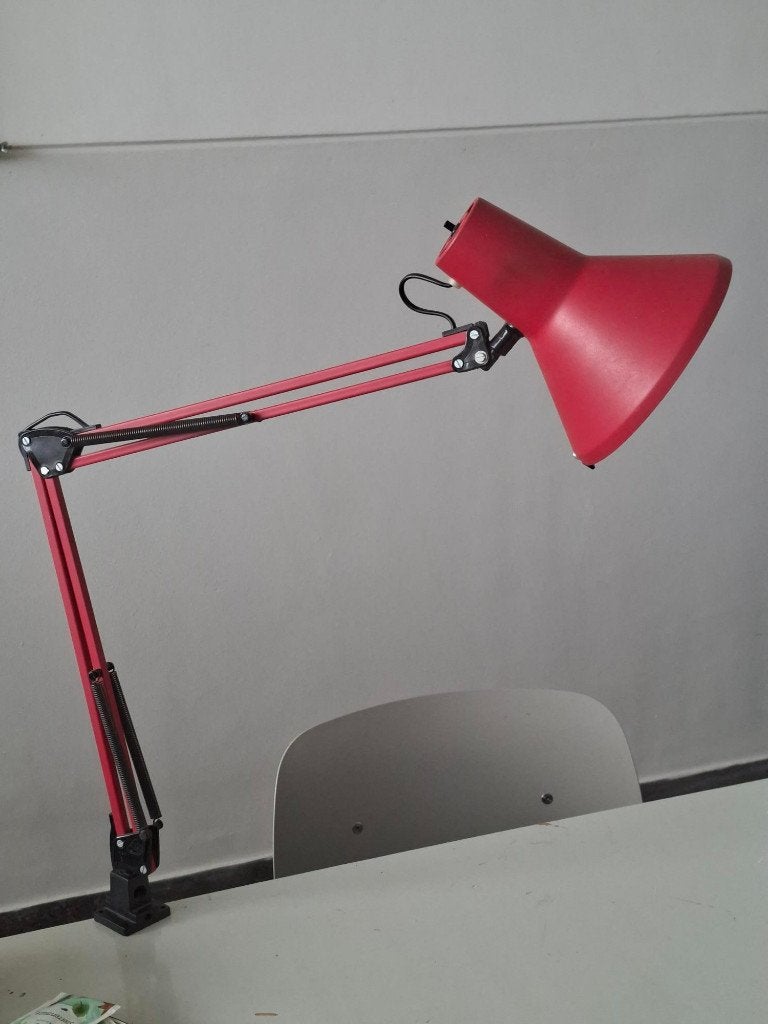 vintage rode architectenlamp bureaulamp Maxam Deens design, Overige merken, Gebruikt, Industrieel, Rood