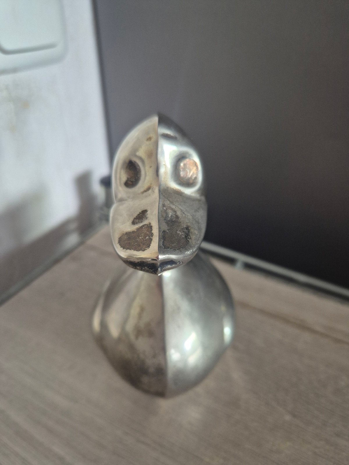 Verzilverde spaarpot eend, Ophalen of Verzenden, Gebruikt, Metaal of Blik, Dier