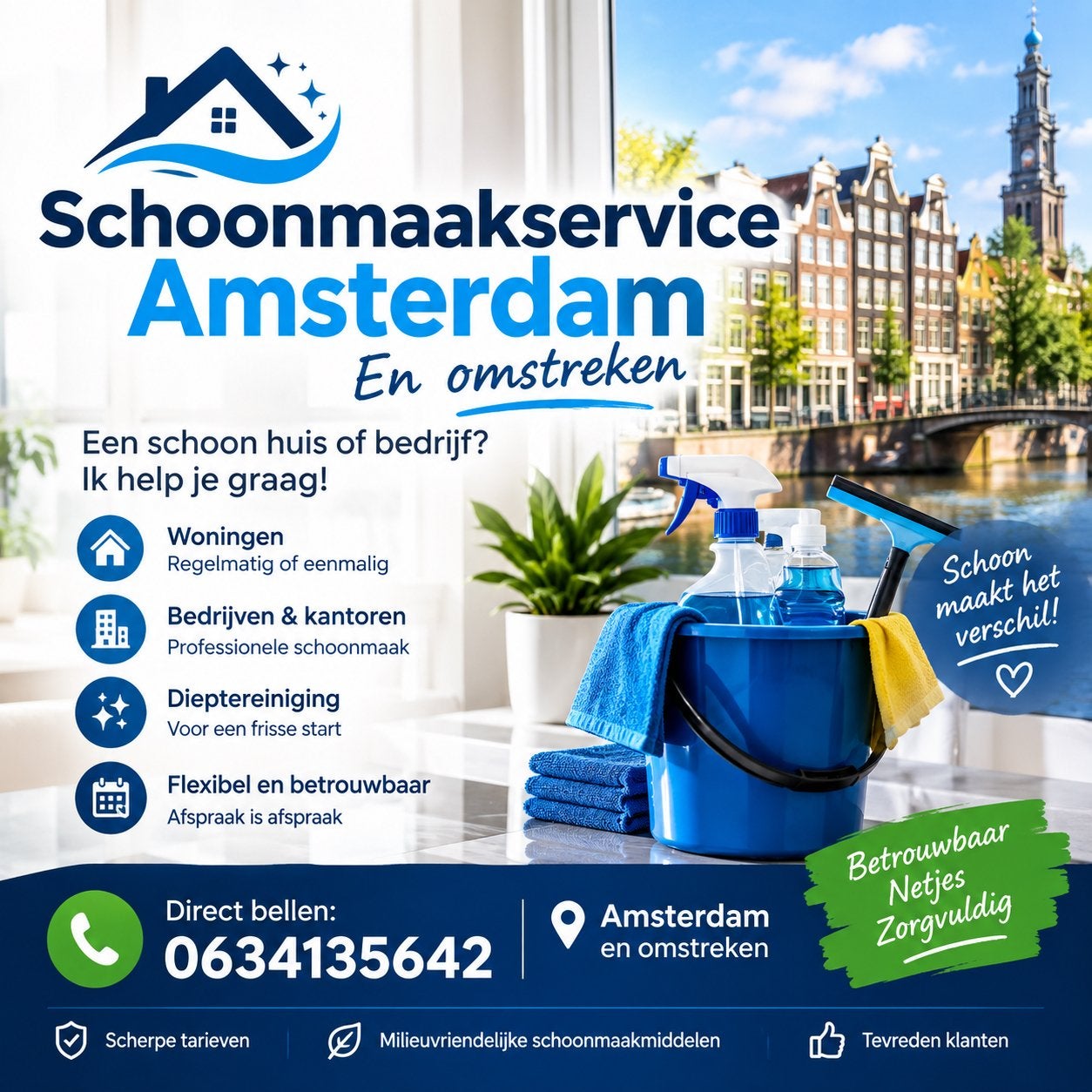 Schoonmaakservice Amsterdam & Omstreken – €30 per uur