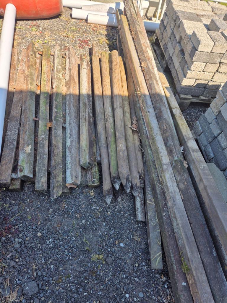 Hardhouten palen, Doe-het-zelf en Verbouw, Hout en Planken, Ophalen, Gebruikt, 50 mm of meer, Balk