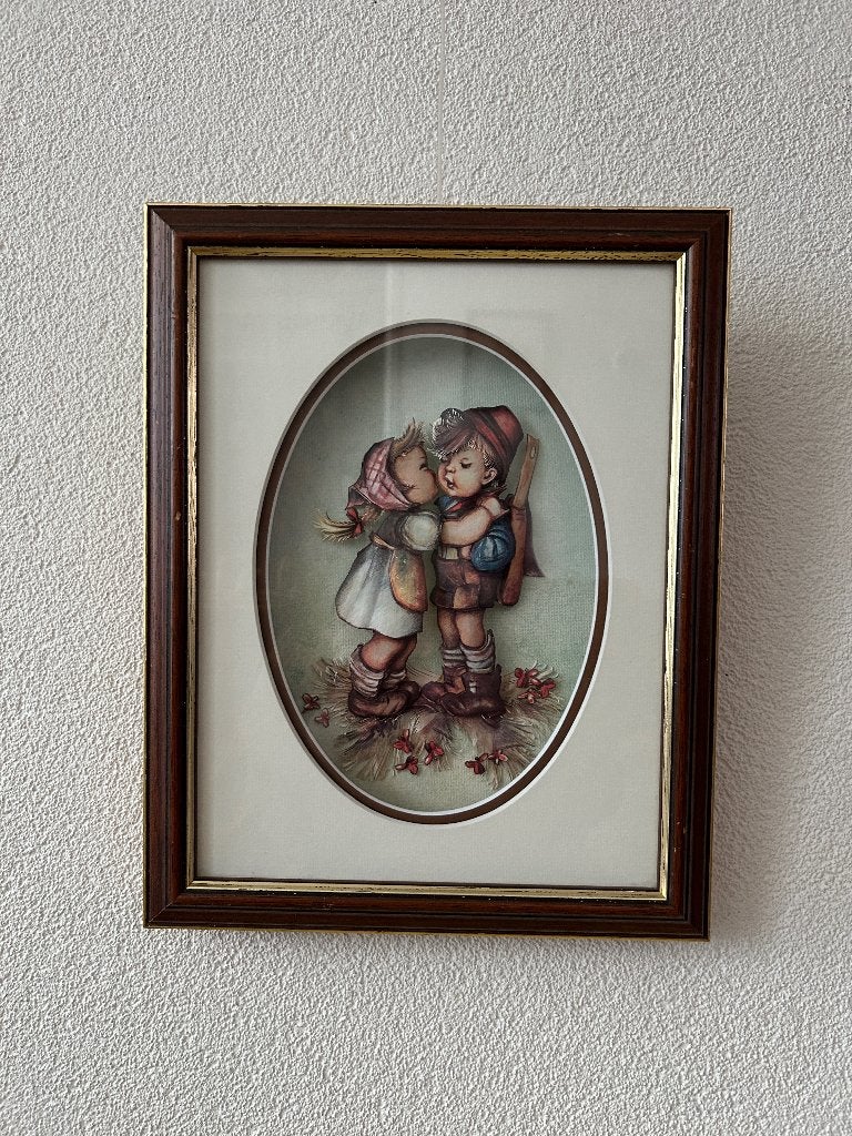 Prachtig Vintage 3D Hummel Schilderij – Evans Stijl, Ophalen of Verzenden, Klassiek, Achter glas, Portret of Personen