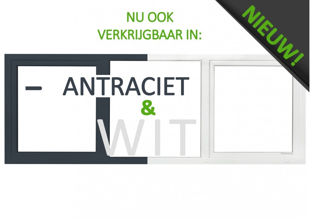 Kunststof antraciet kozijn b300 x h110 dk-v-dk RAL 7016, Niet ingevuld, Kunststof, 225 cm of meer, Overige typen