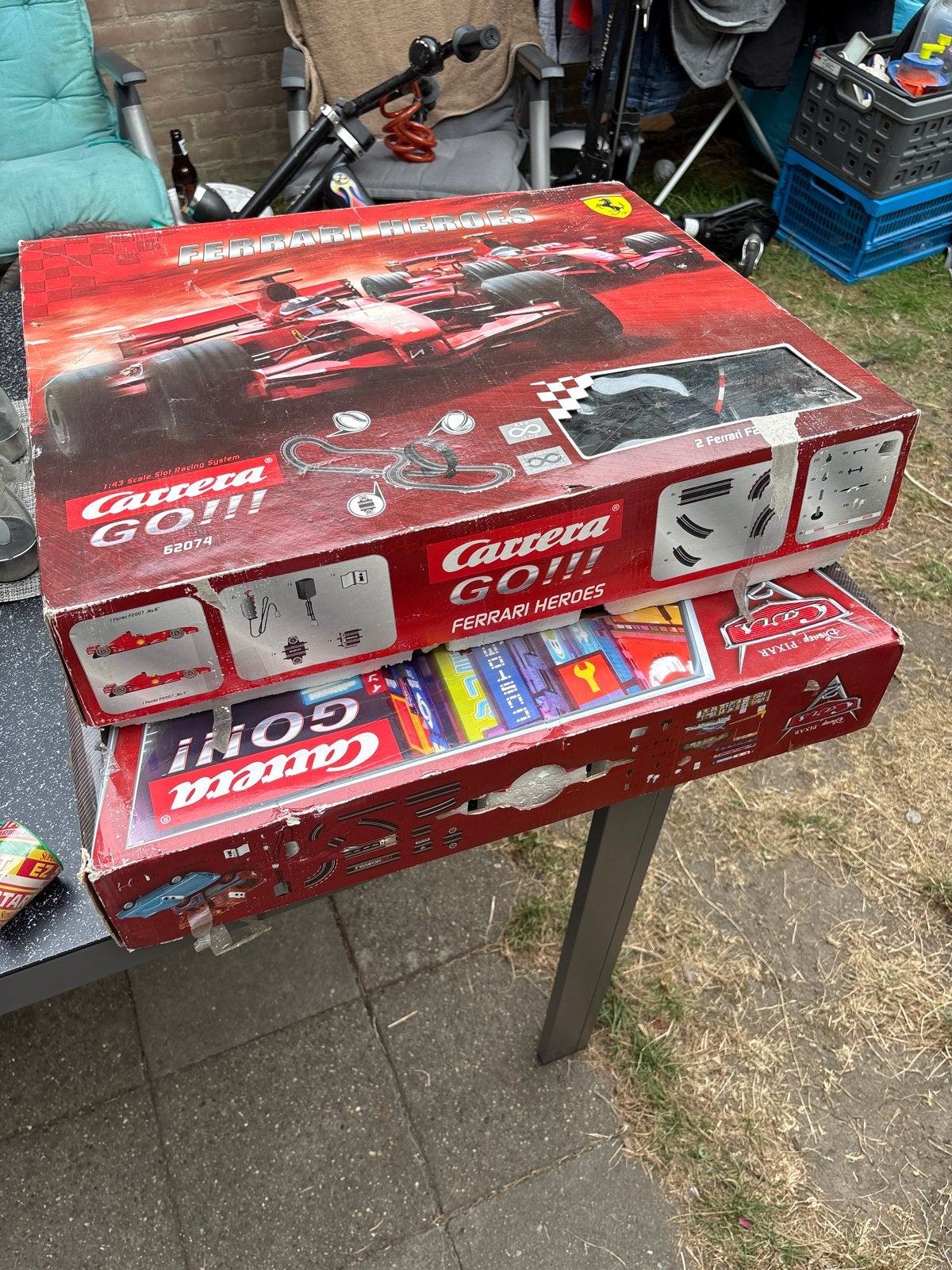 2 Carrera racebanen met Ferrari en Cars auto's en takel, Ophalen, Carrera, Elektrisch, Racebaan