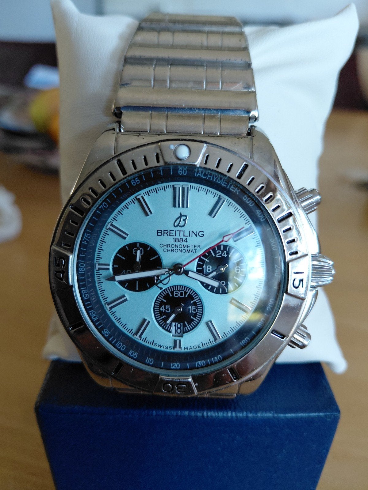 NIEUW IN DE BOX .BREITLING 1884 HORLOGE . MET CHRONOMETER DA, Ophalen of Verzenden, Nieuw, Staal, Breitling