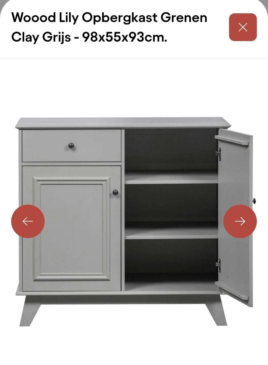 Woood Lily Opbergkast / Commode - Clay Grijs, 50 tot 70 cm, Ophalen of Verzenden, Zo goed als nieuw, 75 tot 100 cm