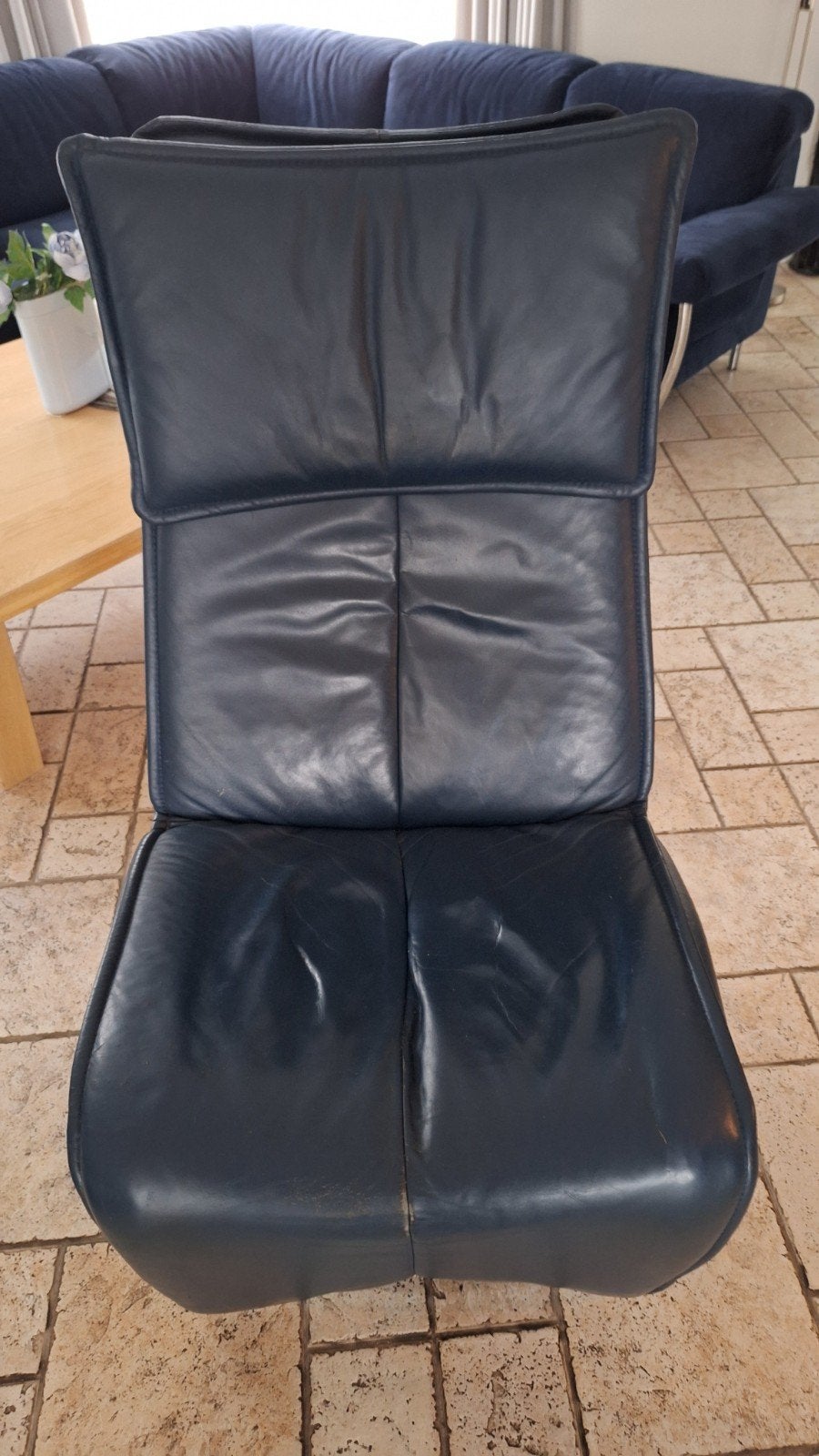 Draaibare Relaxfauteuil - Donkerblauw Leer
