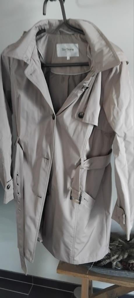 So Soire Beige Trenchcoat met Capuchon - Maat 42, So Soire, Beige, Maat 42/44 (L), Ophalen of Verzenden