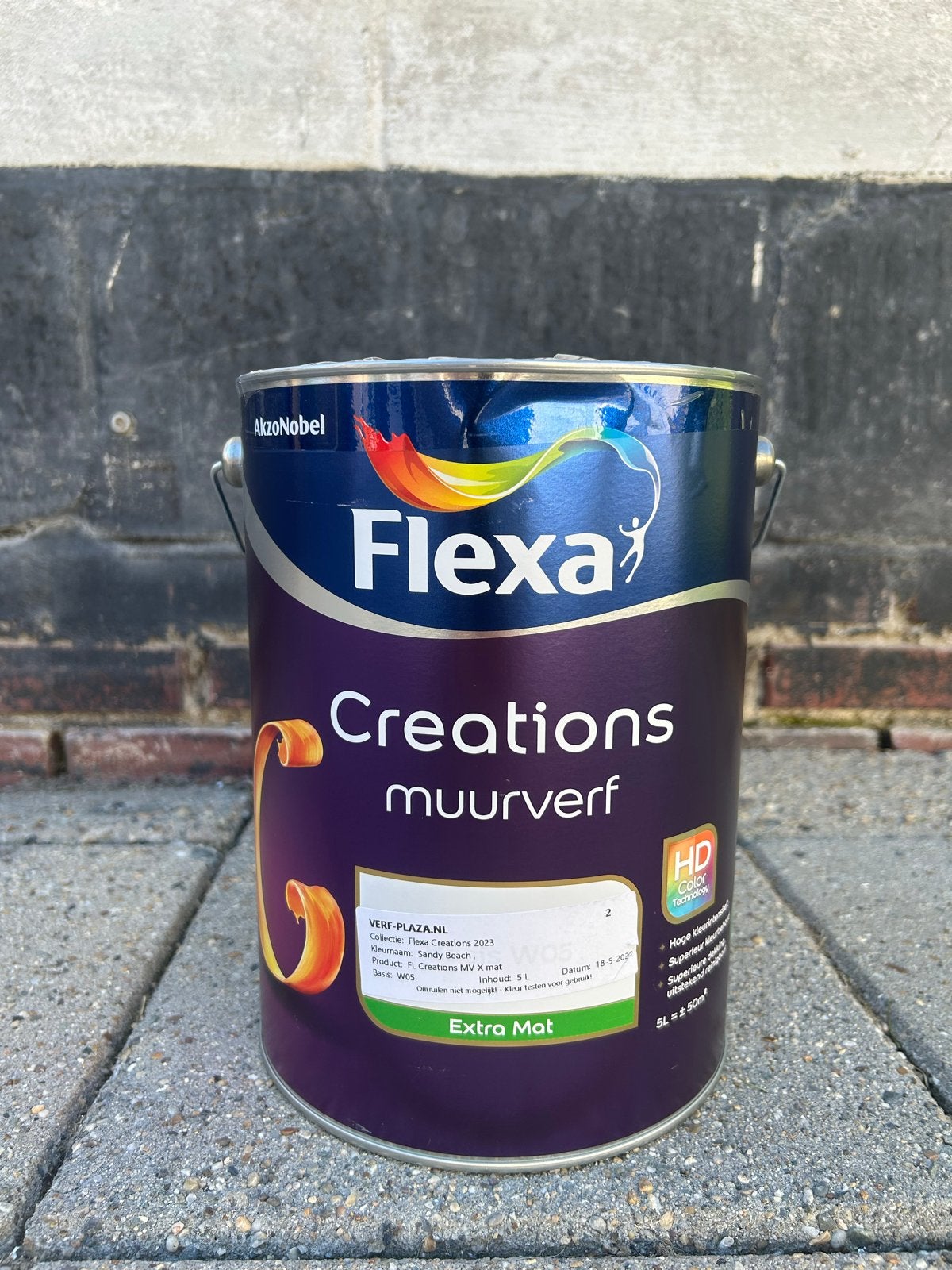 4 potten Flexa Creations Muurverf Extra Mat Sandy Beach (20L, Ophalen of Verzenden, Nieuw, Overige typen
