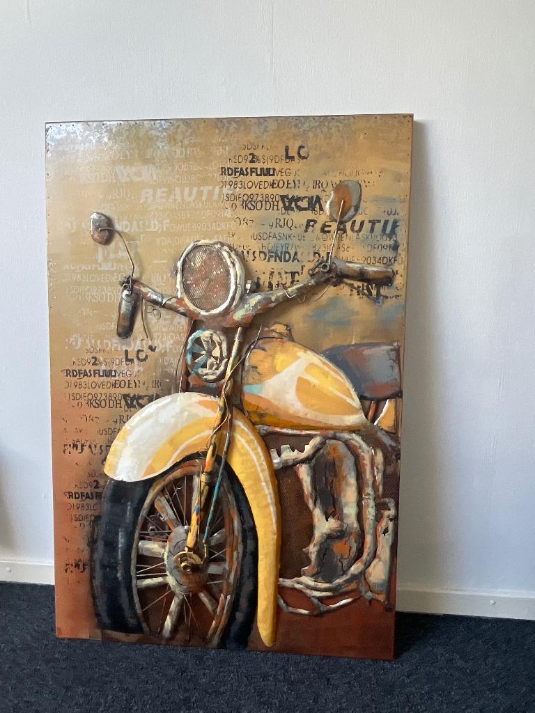 Metalen 3d wanddecoratie, motor, Huis en Inrichting, Woonaccessoires | Schilderijen, Tekeningen en Foto's, Ophalen, 75 tot 100 cm